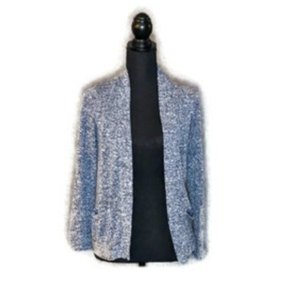 About A Girl Blue and White Cardigan